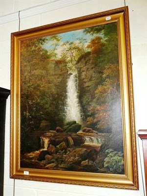 Lot 500 - S.King gilt framed oil on canvas, possibly Aysgarth Falls, signed and dated 1879