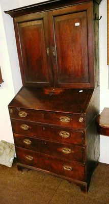 Lot 508 - An 18th century and later oak provincial bureau bookcase