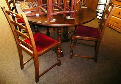 Lot 516 - Reproduction oak dresser and rack, a 1940's walnut china cabinet, reproduction oak dining table and