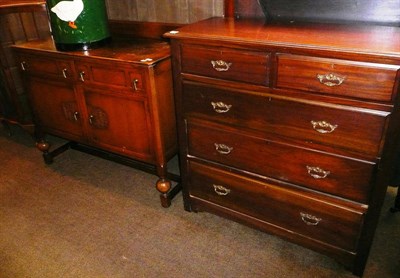 Lot 525 - Mahogany chest, sideboard and china cabinet