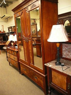 Lot 529 - Three piece walnut bedroom suite