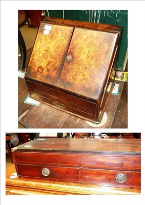 Lot 532 - Victorian burr walnut writing box and mahogany drawers (2)