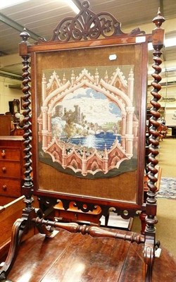 Lot 533 - A Victorian rosewood fire screen