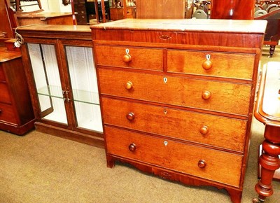 Lot 549 - Oak and pine sides chest of drawers and a glazed cabinet