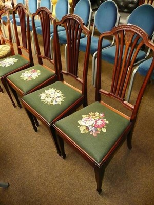 Lot 575 - Four Edwardian mahogany dining chairs