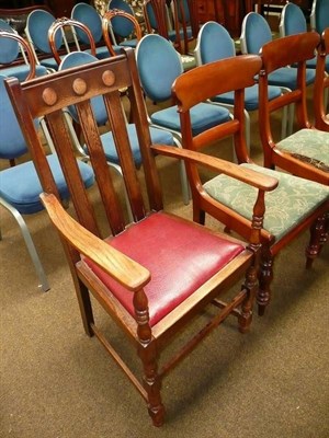 Lot 576 - Six Victorian bar back dining chairs and a later oak carver chair