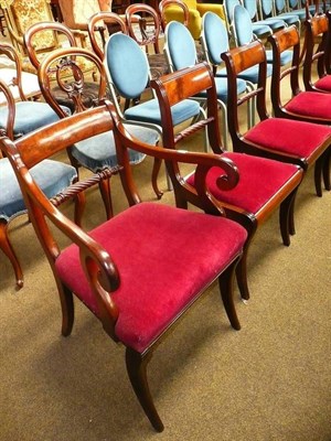 Lot 587 - Set of six Regency mahogany dining chairs including one carver