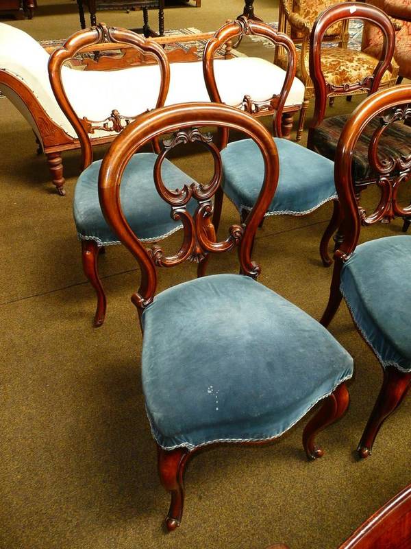 Lot 588 Four Victorian balloon back dining chairs