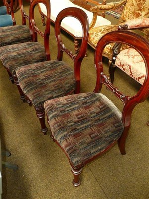 Lot 589 - Set of four Victorian mahogany balloon back dining chairs