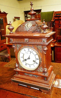 Lot 602 - Late 19th century striking mantel clock, dial marked Junghans