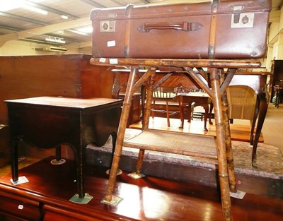 Lot 623 - Bamboo two tier table, coal box, purdonium and mahogany work box