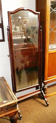 Lot 630 - A 20th century mahogany cheval mirror