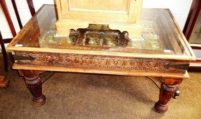 Lot 633 - Indian brass hardwood coffee table