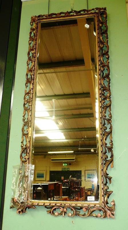 Lot 637 - Gilt wood and gesso rectangular wall mirror (losses)