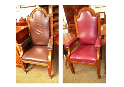 Lot 639 - Pair of oak armchairs