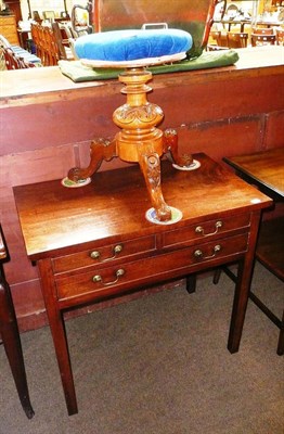 Lot 644 - A 19th century mahogany side table with two drawers and a piano stool