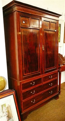 Lot 648 - An Edwardian mahogany and satinwood banded linen press