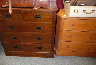 Lot 705 - A Victorian pine chest of drawers and and oak chest of drawers