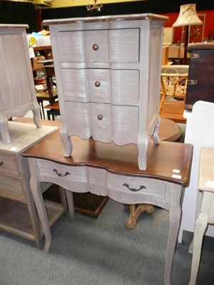 Lot 708 - A shabby chic pair of bedside cabinets and shabby chic side table