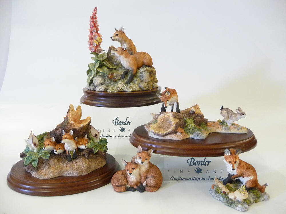 Lot 1002 - Five Border Fine Arts Fox models, 'Summer Fun'; 'A Brave New World'; Out Foxed'; 'Look See' and...