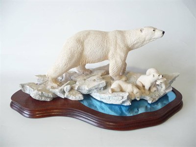 Lot 1009 - Border Fine Arts Polar Bear and Cubs 'Arctic Adventure', model No. L146 by Richard Roberts,...