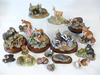 Lot 1011 - Twenty Border Fine Arts Wild Animal models including Foxes 'Summer Fun', model No. SOC4; Otters...