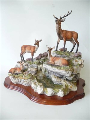 Lot 1017 - Border Fine Arts Red Stag and Hinds 'Monarch of Glen Mohr', model No. BFA205 by David Walton,...