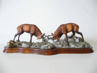 Lot 1027 - Border Fine Arts 'Highland Challenge' stags fighting, model No. L127 by Mairi Laing Hunt, Ltd....