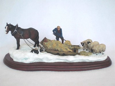 Lot 1039 - Border Fine Arts 'Emergency Rations' pony, shepherd and sheep in snow, model No. A2140 by Ray...