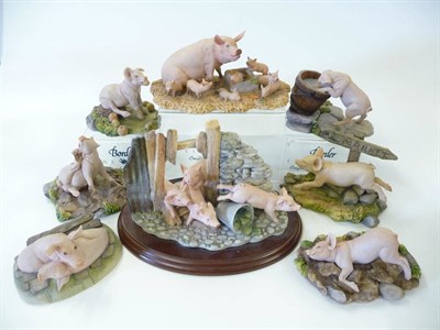 Lot 1041 - Two Border Fine Arts Pig models, 'Mr Worley's Queenie', model No. JH4 by Ray Ayres, 8.9cm and...