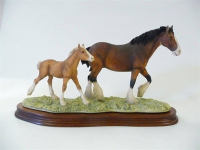 Lot 1045 - Border Fine Arts 'New Arrival at Harland Grange' bay Clydesdale mare with chestnut foal, model...