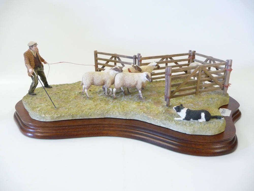 Lot 1052 - Border Fine Arts Shepherd and Sheep 'Anxious Moment', model No. BO584 by Ray Ayres, Ltd....