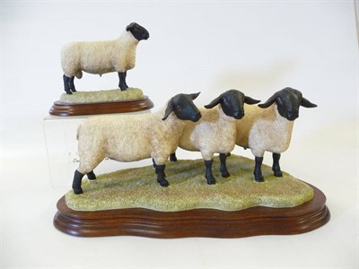 Lot 1053 - Border Fine Arts 'Suffolk Sheep Family Group', model No. BO197 by Ray Ayres, Ltd. edition No....