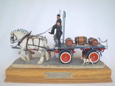 Lot 1057 - Border Fine Arts Tetley's Dray 'Gentle Giant' with two grey horses, gold edition, model No. PJ02 by