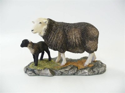 Lot 1071 - Border Fine Arts 'Herdwick Ewe and Lamb', model No. 125 by Ray Ayres, 10.1cm high