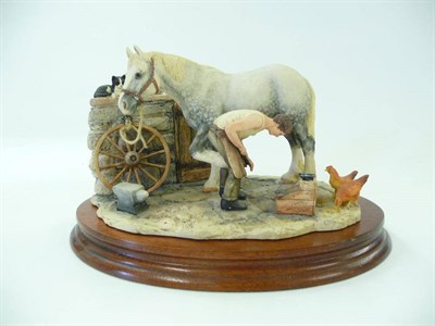 Lot 1076 - Border Fine Arts 'No Foot, No 'Oss' blacksmith with grey horse, model No. JH94B by Anne Wall,...