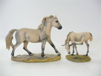 Lot 1077 - Border Fine Arts 'Connemara Pony', model No. NP4 by Judy Boyt, 15cm high and 'Foal Scratching'...