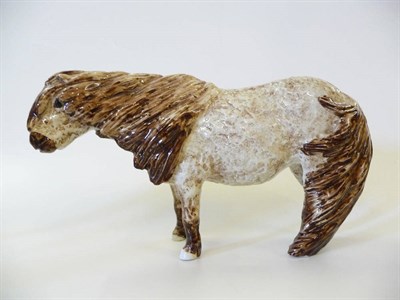 Lot 1099 - Shebeg Roan Shetland Pony, gloss, 12cm high marked Shebeg I.O.M. M.A. Mooney