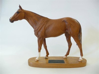 Lot 1109 - Beswick Racehorse 'Grundy', model No. 2558, chestnut matt, 28.5cm high on wood plinth