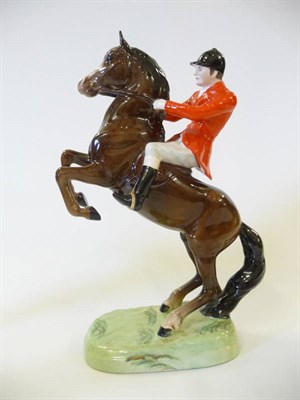 Lot 1114 - Beswick Huntsman on Rearing Horse, model No. 868 second version, brown horse, gloss, 25.4cm high