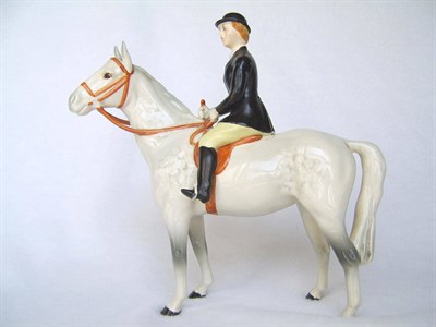 Lot 1118 - Beswick Huntswoman on Grey Horse, model No. 1730, gloss, 21cm high