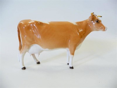 Lot 1128 - Beswick Guernsey Cow, model No. 1248A (first version with horns apart from ears), golden brown...