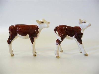 Lot 1130 - Beswick Hereford Calf, model No. 1249E, 7cm high and Hereford Calf, model No. 1406B, 7.6cm high...