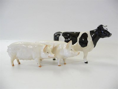 Lot 1131 - Beswick Friesian Cow Ch. 'Claybury Leegwater', model No. 1362A, black and white gloss, 11.9cm...