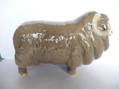 Lot 1132 - Beswick Merino Ram, model No.1917, grey with cream face and horns, gloss, issued 1964 - 1967,...