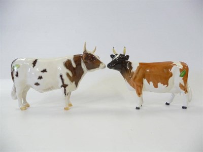 Lot 1135 - Beswick Ayrshire Bull Ch. 'Whitehill Mandate', model No. 1454B, 13.3cm high and Ayrshire Cow...