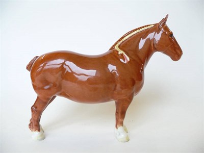 Lot 1144 - Beswick Suffolk Punch Horse Ch. 'Hasse Dainty', model No. 1359, light chestnut, gloss, 20.3cm high