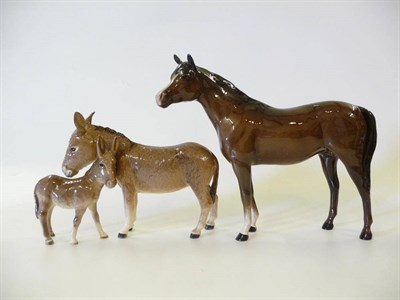 Lot 1150 - Beswick Arab Horse, model No. 1771 'Bahram' shape in brown gloss, 20.3cm high; Donkey, model...