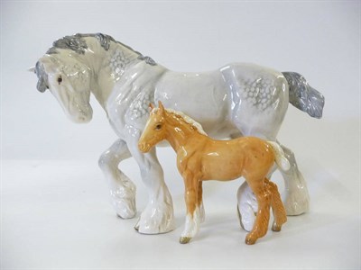 Lot 1152 - Beswick Grey Shire Horse, model No. 2578 (large action model), gloss, 21cm high and Palomino...