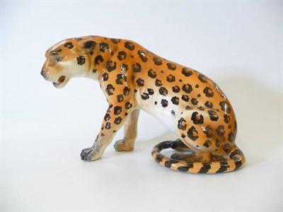 Lot 1157 - Beswick Leopard seated, first version, model No. 841, tan and cream with black markings, gloss,...